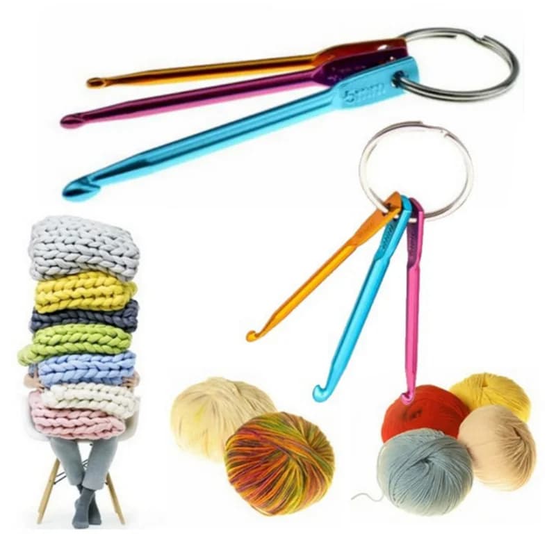 100 Set 3 Pz/set 3 MILLIMETRI 4 MILLIMETRI 5 MILLIMETRI Portachiavi Ganci FAI DA TE Multicolore Artigianato Ferri da maglia Mini Uncinetto In Alluminio All'ingrosso ZA4057