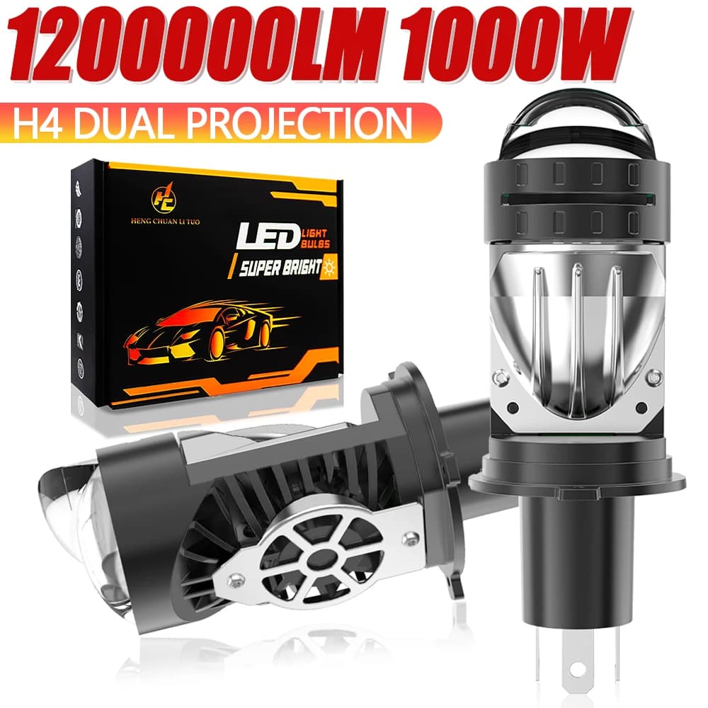 Mini obiettivo per proiettore H4 luci a LED CANBUS auto/moto 9003 HIB2 kit lampadine per fari 1000000LM fascio Hi/Lo automobilistico LHD RHD