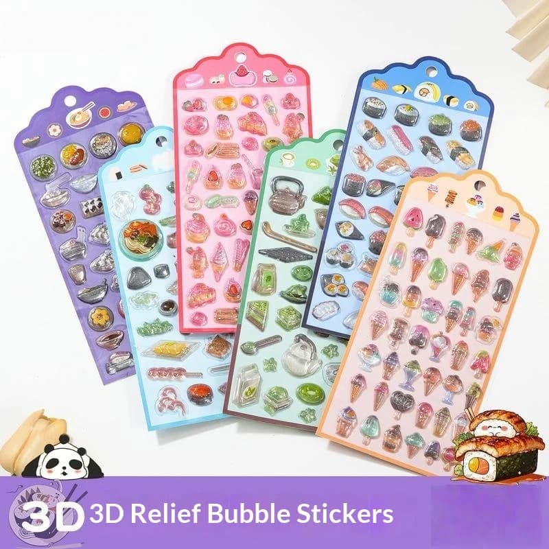 Nuovi adesivi 3D in resina epossidica con effetto diamante, decorazioni a tema cibo giapponese per quaderni, custodie per cellulari e fai da te per bambini.