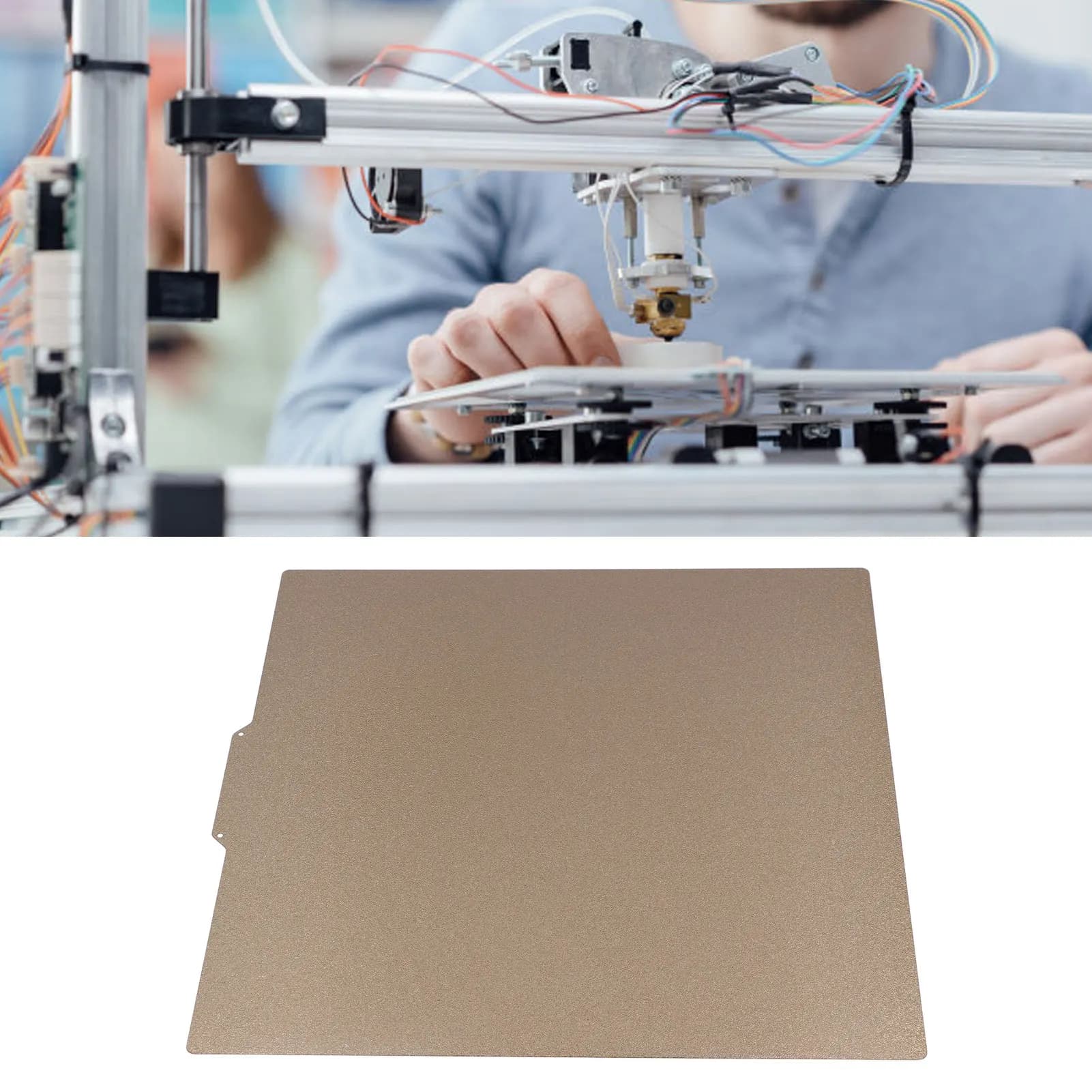 3D printer with PEI construction plate structured on both sides 377x370mm with magnetic base for PEI construction sheet structured Ender 5 Plus