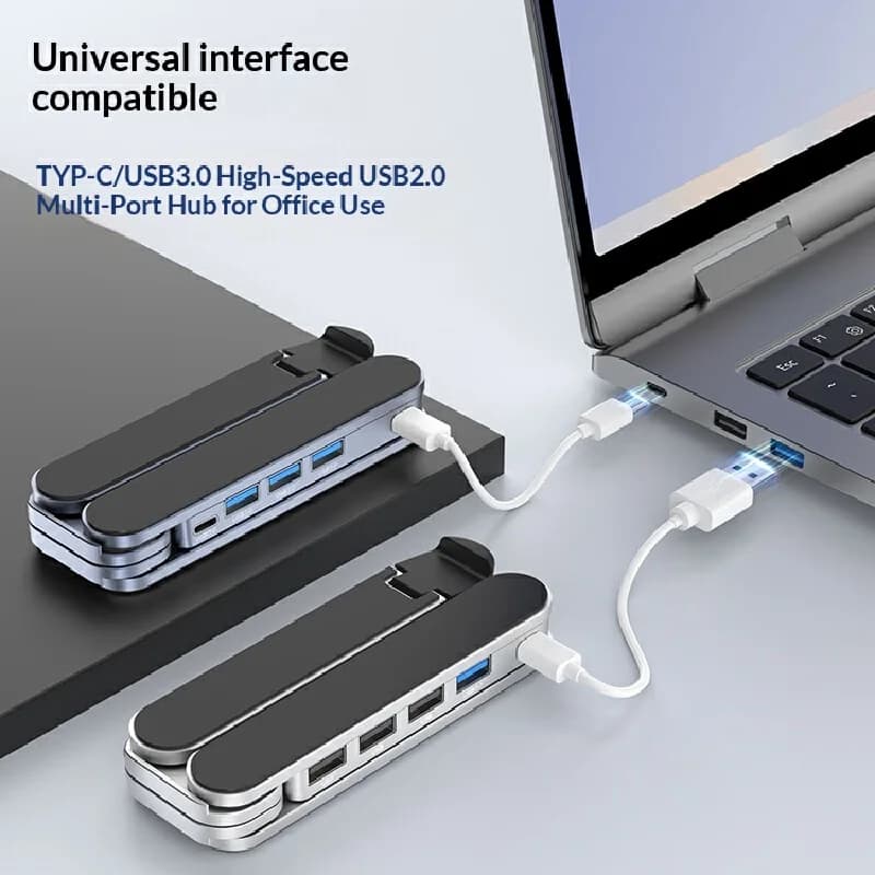 Foldable Laptop Stand Aluminum Adjustable 6 Angles Usb 3.0 Hub Portable Heat Dissipation Elevated Holder For Office Desk Compute