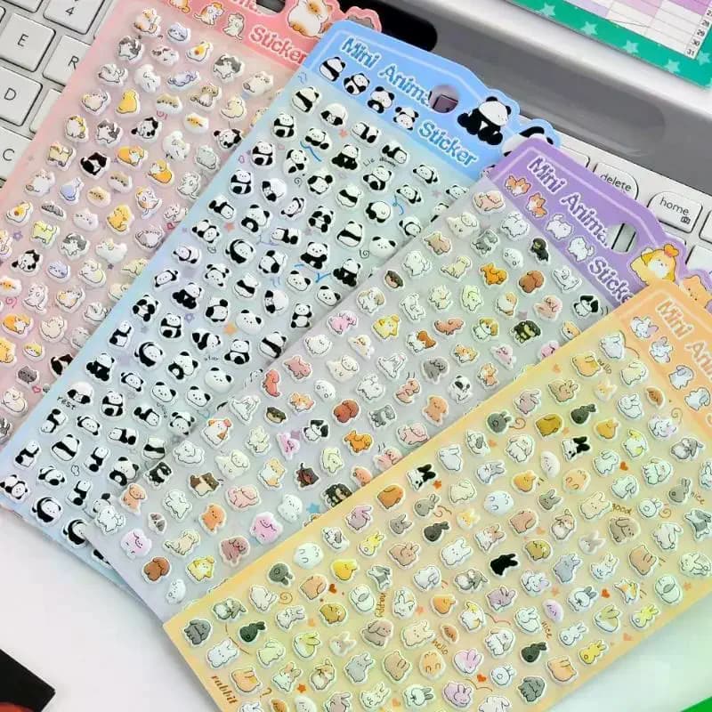 1/4 fogli in rilievo Kawaii Cat Panda Decalcomanie di cancelleria Dolce cartone animato Animale Scrapbook Journal Adesivi Decorazioni fai da te Adesivo per bagagli
