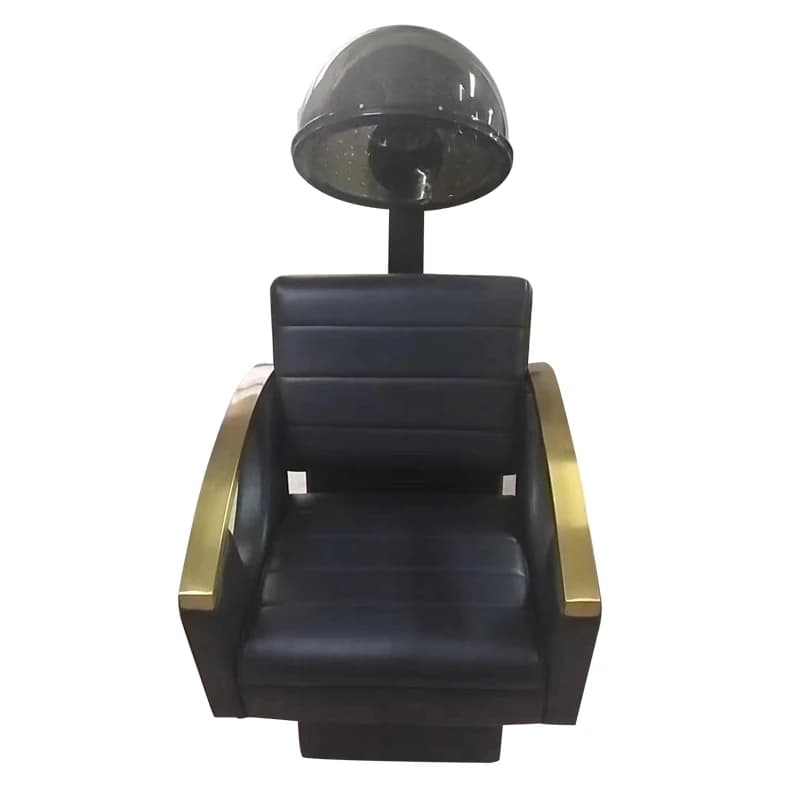 Asciugacapelli per mobili da salone con sedia per asciugacapelli in oro nero