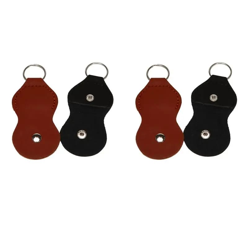 AEF6 - Custodia Porta Plettri per Chitarra - Portachiavi in Pelle con Custodia per Plettri (Confezione da 4 - Nero, Marrone)