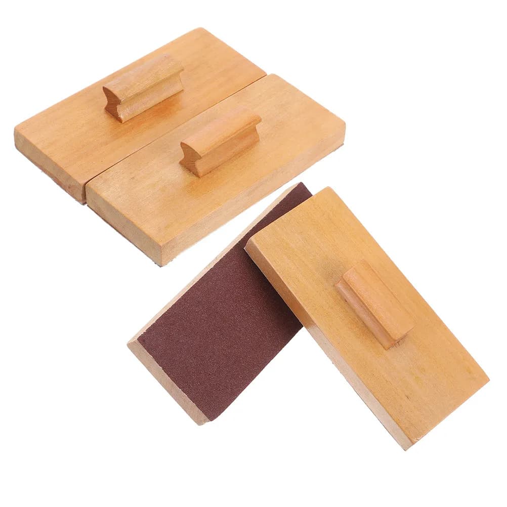 4Pcs Wooden Sandpaper Castanets Rhythm Block Lightweight Handle for Music Education Outdoor Percussion Instruments