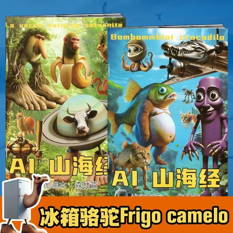 AI bestseller foreign Shan Hai Jing sketchbook graffiti coloring, children's creative abstract animal element fun painting