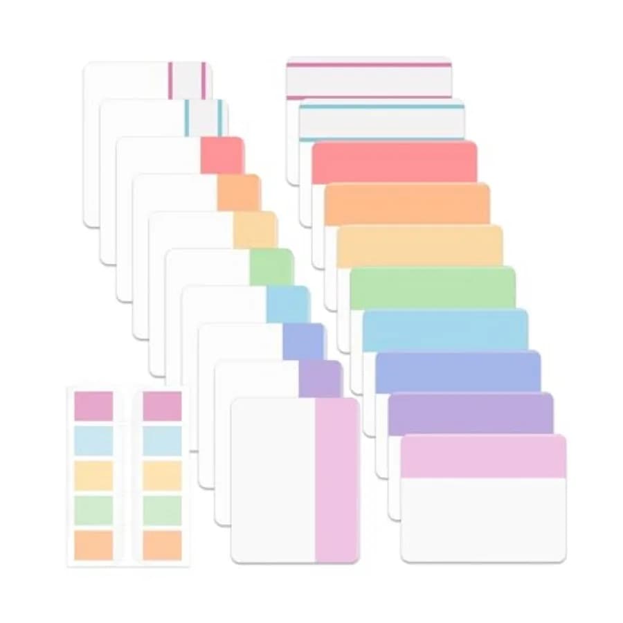 Etichette Adesive per Indice 500 Pezzi 21 Set, Segnapagina Colorati Scrivibili per Lettura, Appunti, Libri, Raccoglitori, Quaderni e Cartelle
