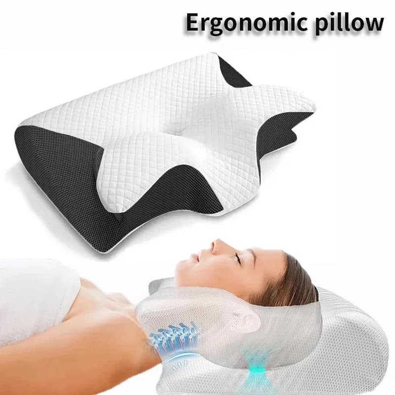 New ergonomic memory foam 2 in 1 pillow helps to sleep, protect the neck orthopedic cervical pillow from travel to sleep at home