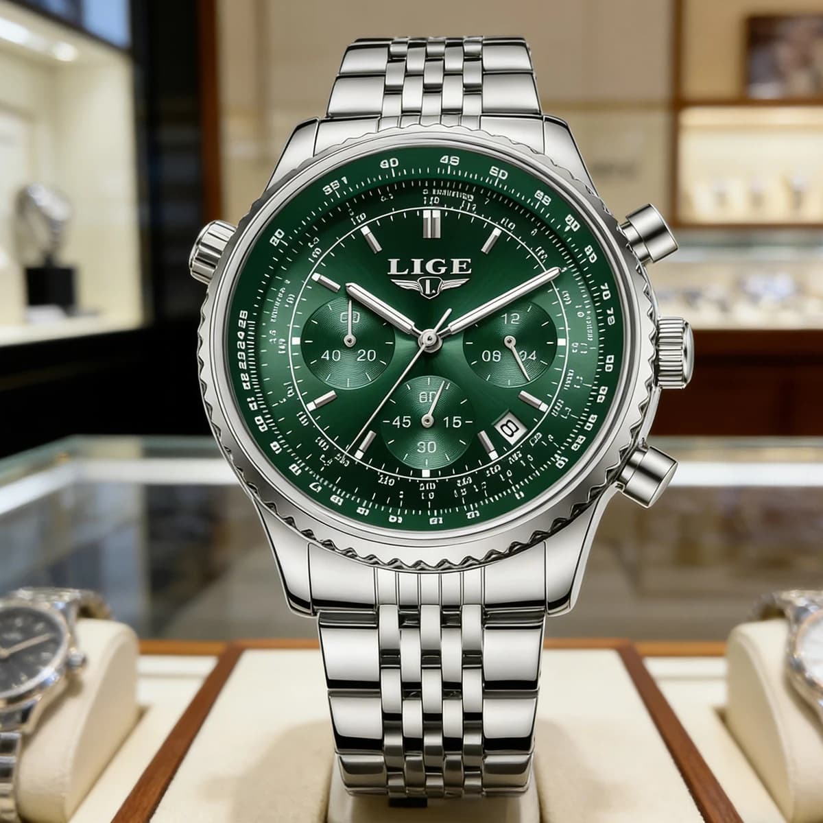 LIGE Sports Wrist Watch for Teens Waterproof With Bright Date Chronograph Men's Luxury Stainless Steel Fashion Quartz Watch
