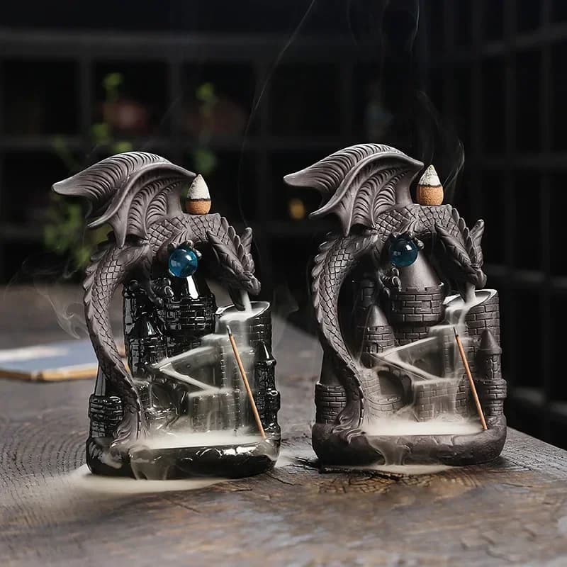 1pc Castle Pterosaur Ceramic Handiwork, Backflow Incense Burner, Stick Holder, Aromatherapy Purple Clay Censer (Without Incense)