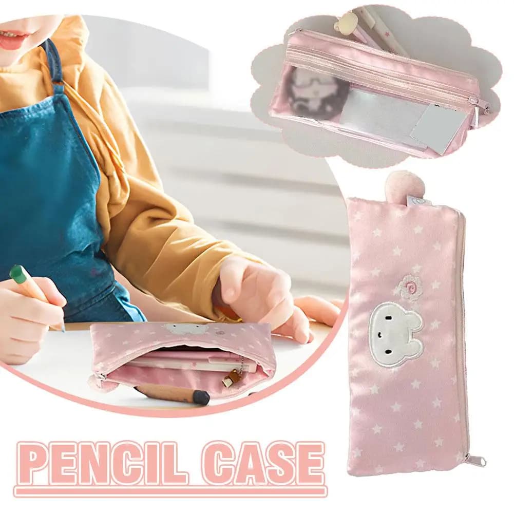 Star Green Pencil Box for Students Stationery Box in Style Simple and Cute Toiletry Bag