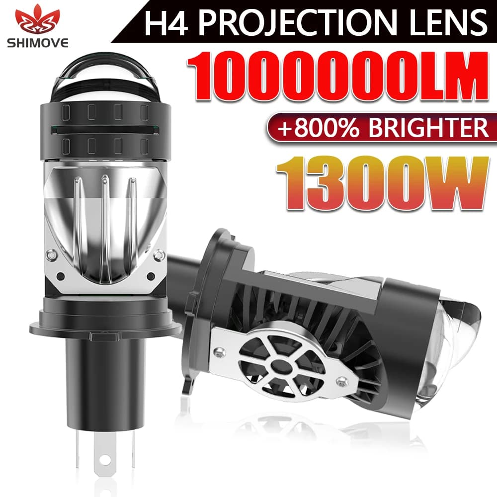 H4 Bi LED Lente per proiettore Moto Auto CANBUS Faro 1300W 1000000LM 9003 HIB2 Fascio alto e basso Mini lenti Luci Plug & Play