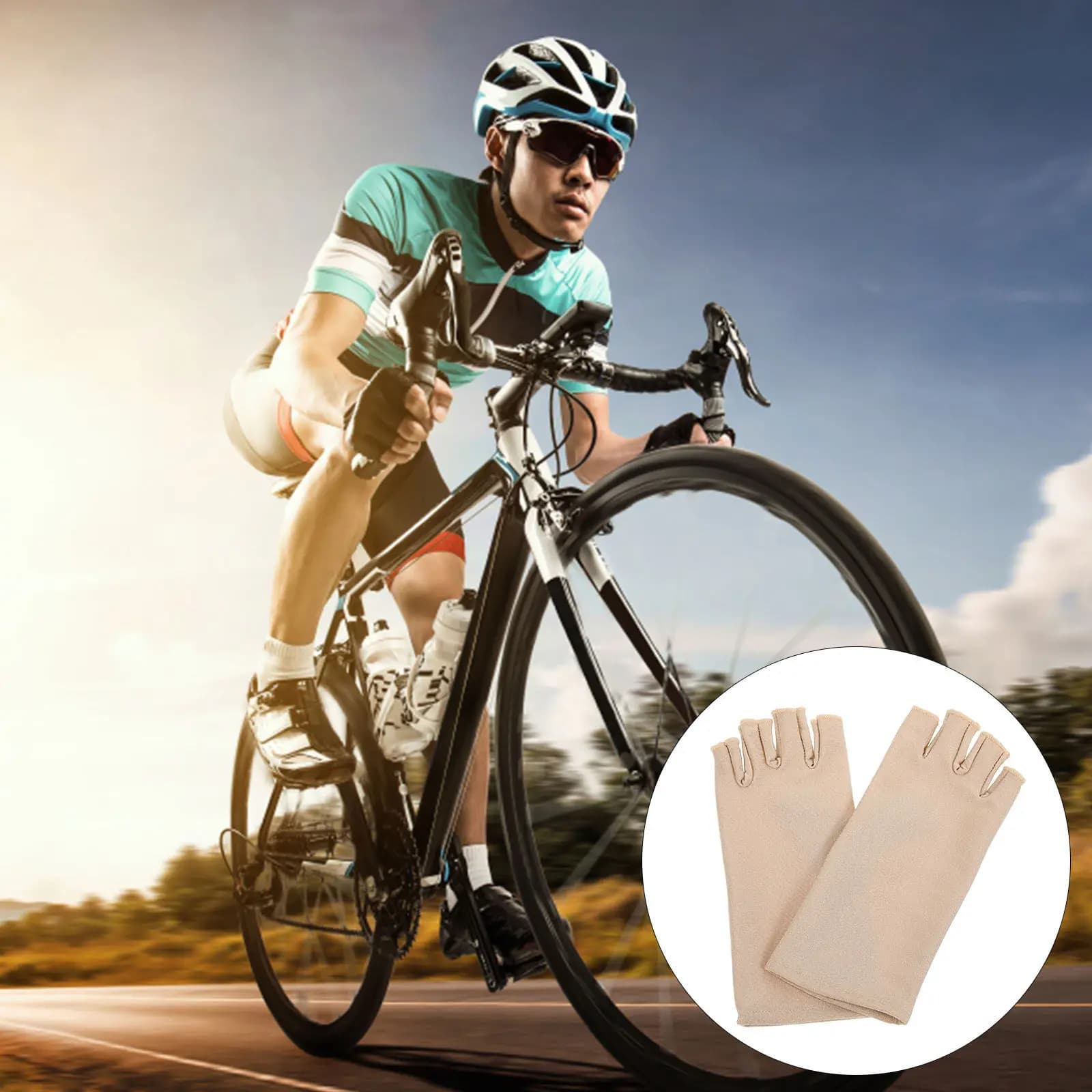 1 paio di guanti senza dita con protezione UV da donna, guanti da ciclismo con protezione solare a mezze dita, guanti da equitazione all'aperto, traspiranti, che assorbono il sudore