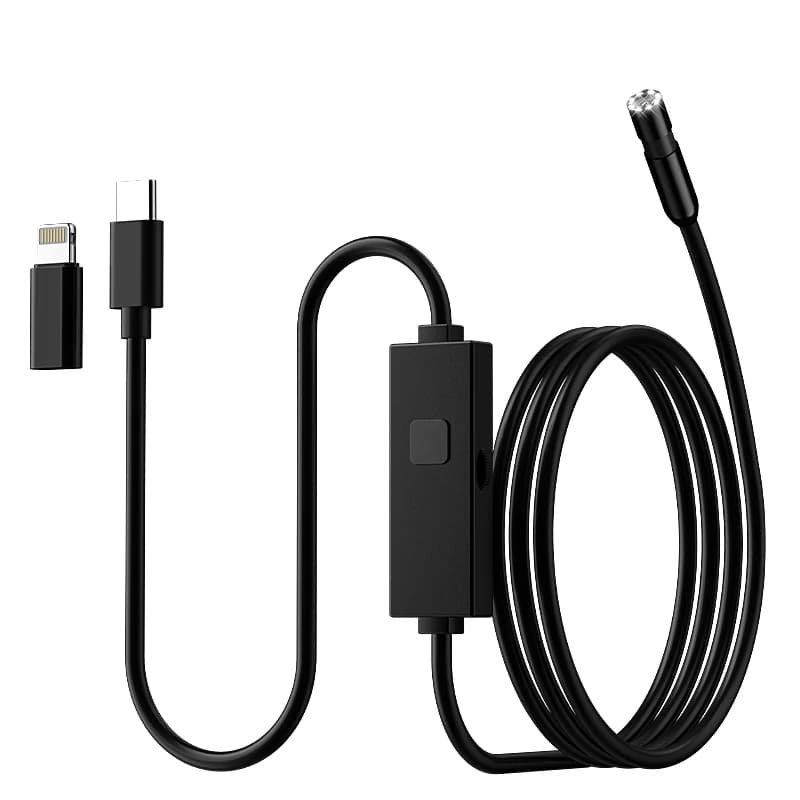 Endoscopio Type-C Impermeabile con Telecamera USB e LED per Ispezione Automobilistica e Idraulica, Compatibile con iPhone e Android