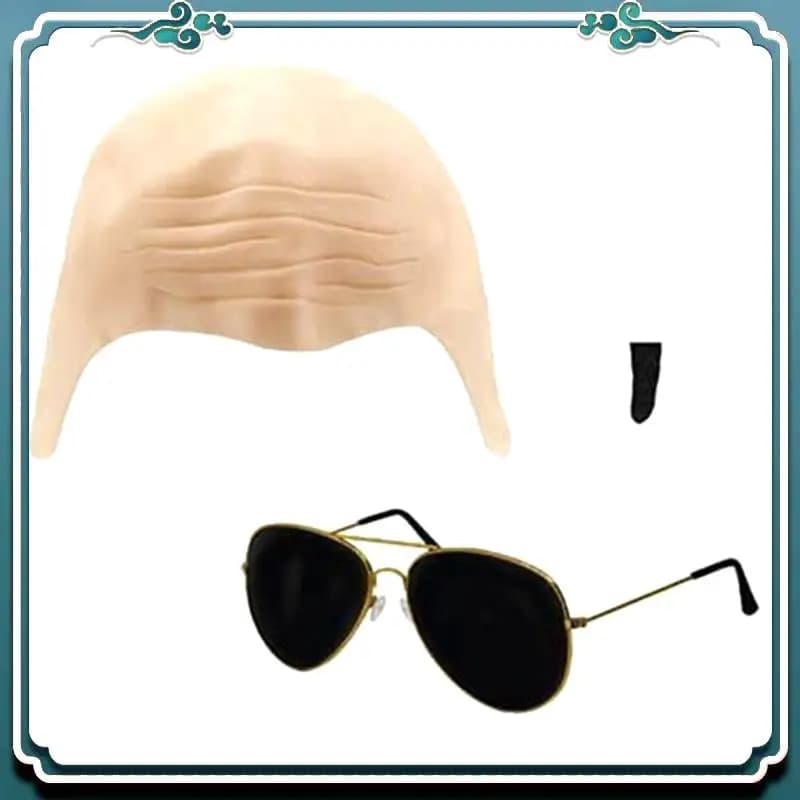 A65G-Set party accessories Mr Makeup for adults: naked bald cap, black sunglasses and Black Soul patch for outdoor pool