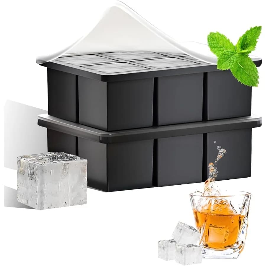 Vassoi per cubetti di ghiaccio in silicone per stampi per cubetti di ghiaccio quadrati grandi Fre Macchina per cubetti di ghiaccio a rilascio facile senza BPA per cocktail di whisky e bevande
