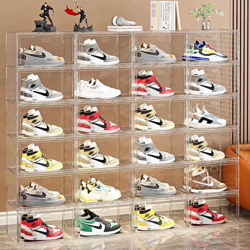 Thickened Transparent Magnetic Sneaker Storage Box Stackable Multi-Layer Shoe Organizer Container