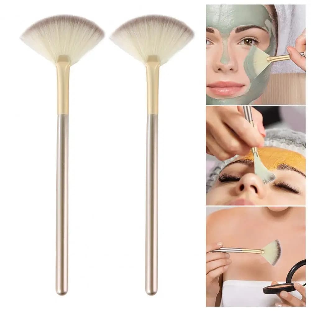 1/2/3/4/5 Pezzi Pennello Ventaglio per il Viso con Manico in Legno, Pennello da Trucco per Donna, Setole Morbide e Soffici, Strumento Applicatore per Fango e Argilla Viso