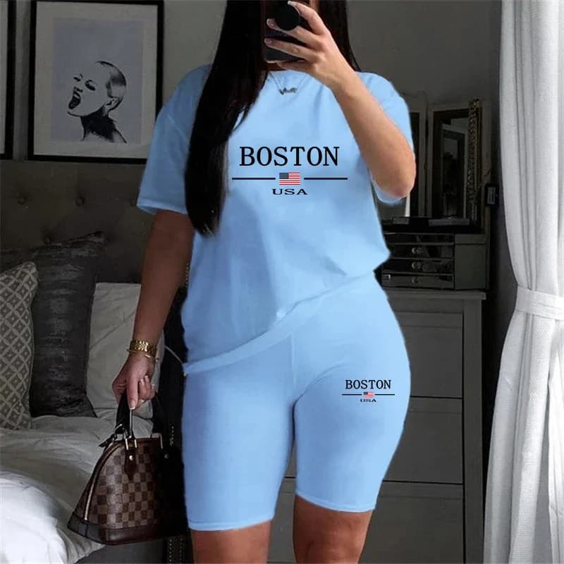 Complete Set Two Pieces Summer Woman 2026: T-Shirt Crew Neckline and Shorts Casual Shorts Court - New Collection Hot Sale