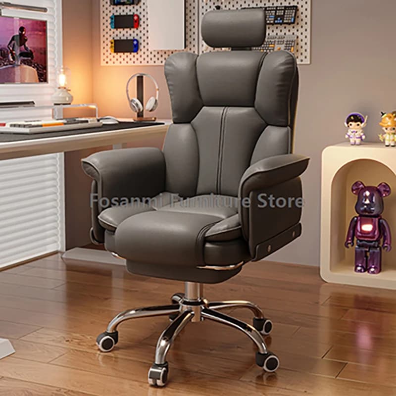 Sedia da scrivania da gioco ergonomica in pelle ad altezza regolabile Sedia da ufficio reclinabile per PC con supporto lombare Sedia con braccioli per computer di casa