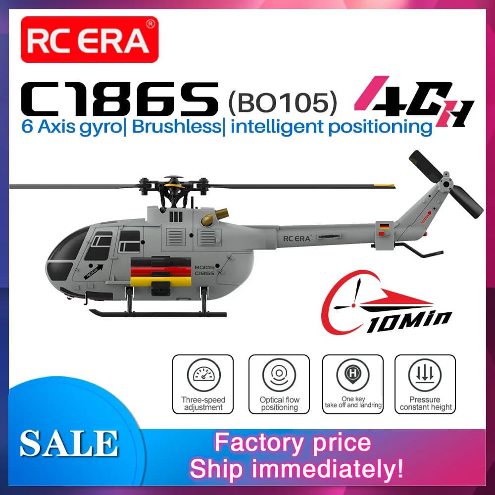 Elicottero RC ERA C186S BO105 Brushless 4CH con Posizionamento Ottico e Giroscopio a 6 Assi