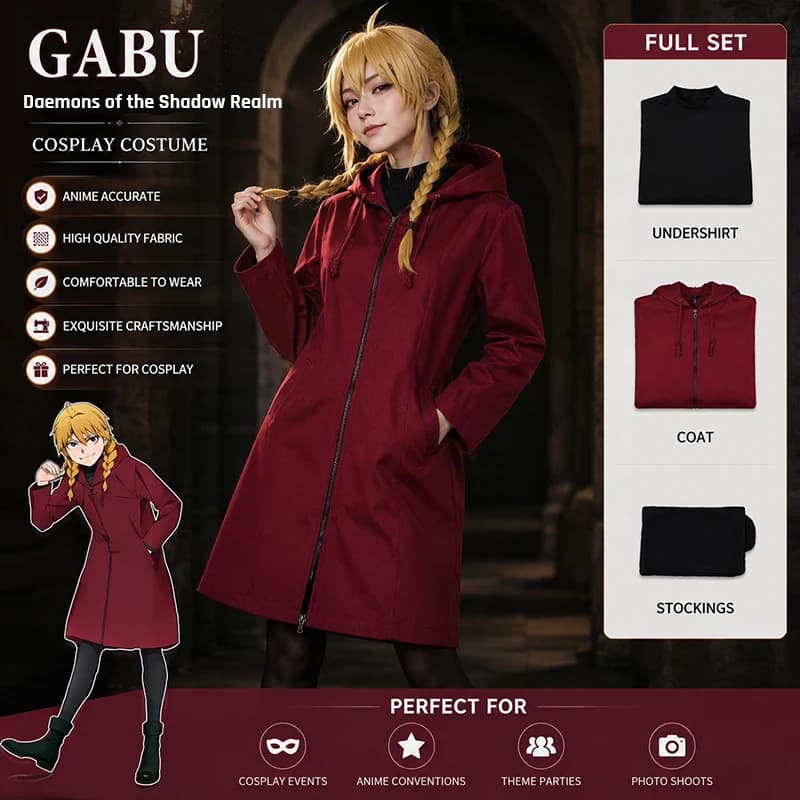 Daemons of the Shadow Realm Gabby Cosplay Costumes Comic Con Role Play Uniform Yomi no Tsugai Gabu-chan Cosplay Halloween Outfi