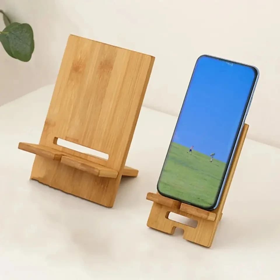 Desktop Bamboo Phone Holder Wooden Smartphone Charging Stand Multifunctional Creative Lazy Stand for All Mobile Phones