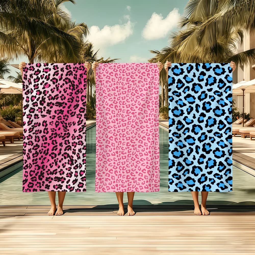 Fashion Leopard Print Cool Towel Textile Bathrobe Beach Quick-Drying Lightweight Portable Camping Swim Pool Travel