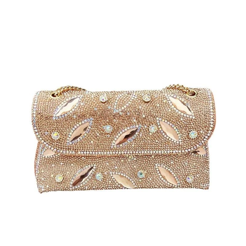 New Cross-Border High-End Feel Large Brick Socialite Style Diamond Underarm Handbag Embroidered Color Diamond Chain Chinese Dres