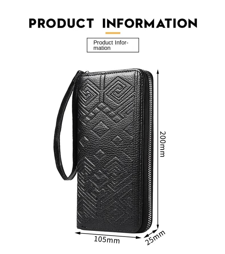 Portafoglio da uomo RFID con protezione RFID, pochette lunga con cinturino da polso, portamonete con cerniera, porta carte alla moda, portafoglio da uomo per tutti i giorni