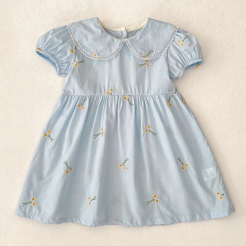 Estate nuove bambine abiti da principessa per bambini 1-6 anni ragazze moda fiore ricamato vestito per bambini maniche volanti vestiti da festa