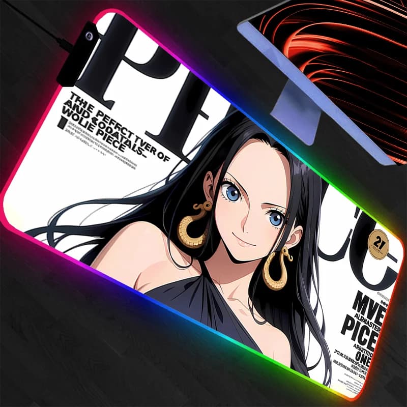 Tappetino Mouse RGB One Piece Retroilluminato Grande per PC, Accessori da Gaming, Tappetino LED per Tastiera e Scrivania