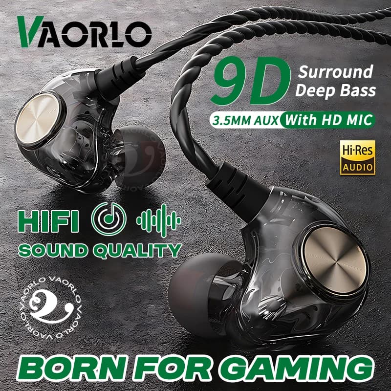 HIFI Heavy Bass Auricolare cablato 3.5mm AUX In Ear Cuffie da gioco Cuffie musicali dinamici Auricolari stereo con cancellazione del rumore con microfono