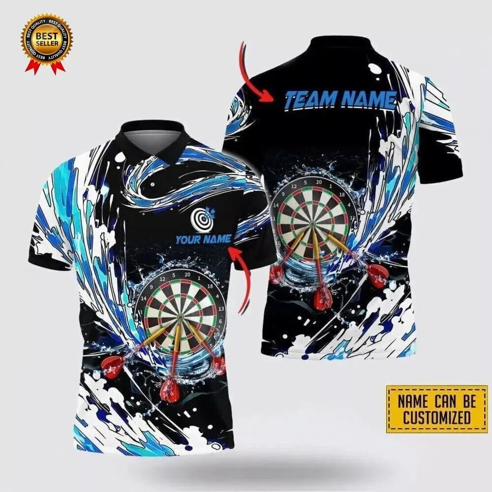 Polo a maniche corte con grafica giradischi per freccette per uomo Abbigliamento Dartboart e freccia Polo con risvolto Club Fans Top maschili Sport