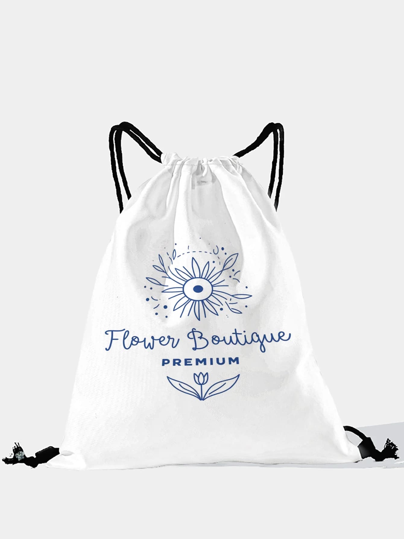 Zaino con coulisse con stampa floreale blu, borsa sportiva leggera per palestra, yoga, viaggi, scuola, shopping e uso quotidiano