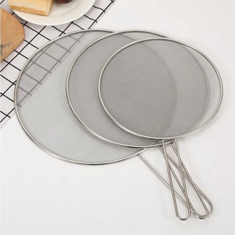 Stainless Steel Splatter Screen Oil-Proofing Lid with Spill-proof Feature Frying Pan Cover Cooking Tool Mesh Pot Lid Cover