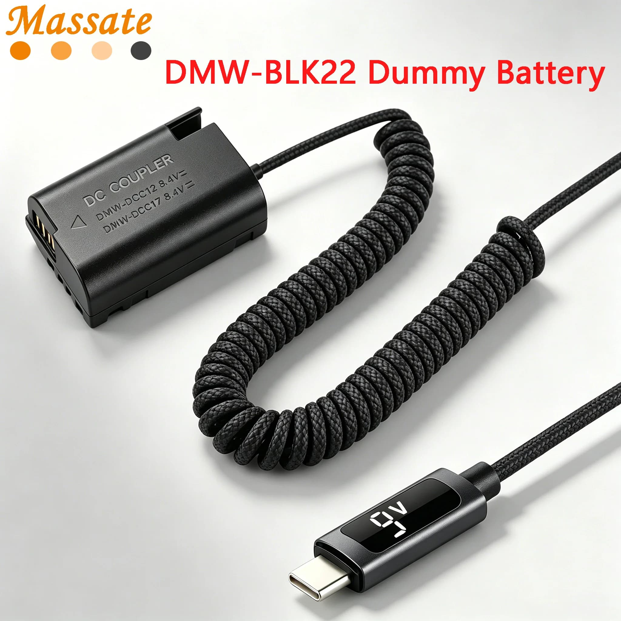 Massate DMW-BLK22 DCC17 DCC12 Dummy Battery Type-C PD Power Adapter for Panasonic Lumix G9 DC-S5K DC-S5 GH5S GH5 II GH6 Cameras