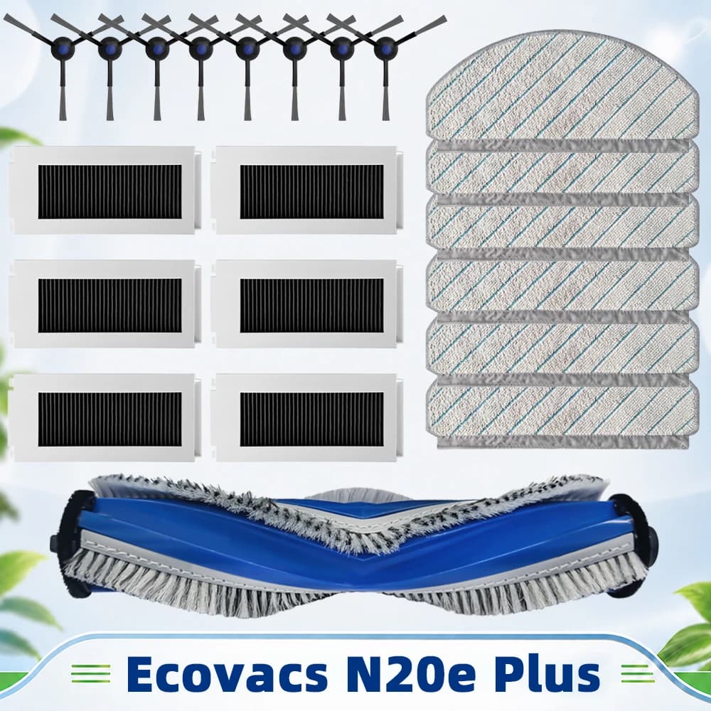 Compatible For Ecovacs N20e Plus Robot Vacuum Parts Main Roller Brush Side Brush HEPA Filter Mop Pad