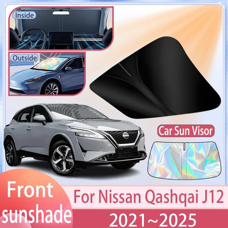 Car Sunshade For Nissan Qashqai J12 2021 2022 2023 2024 2025 Front Windshield Sun Visor Cover Anti UV Protection Accessories