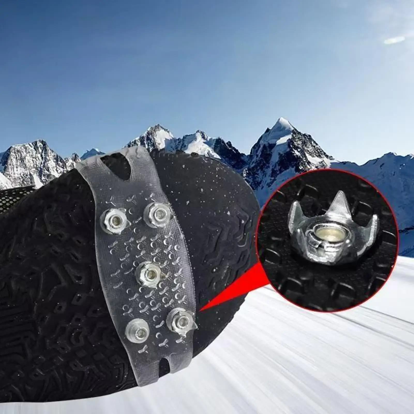 Ice Cleats Traction Crampons Overshoe Ice Snow Anti Slip Spikes Grips Ice Grippers for Adult Hiking Mountaineering Boots Winter