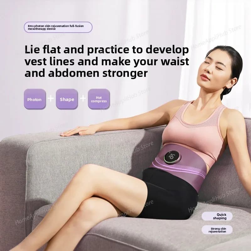 EMS Red - Cintura per massaggio leggero, Dispositivo fitness per fisioterapia con impacco caldo addominale per uso domestico Pistola per massaggio per la perdita di peso