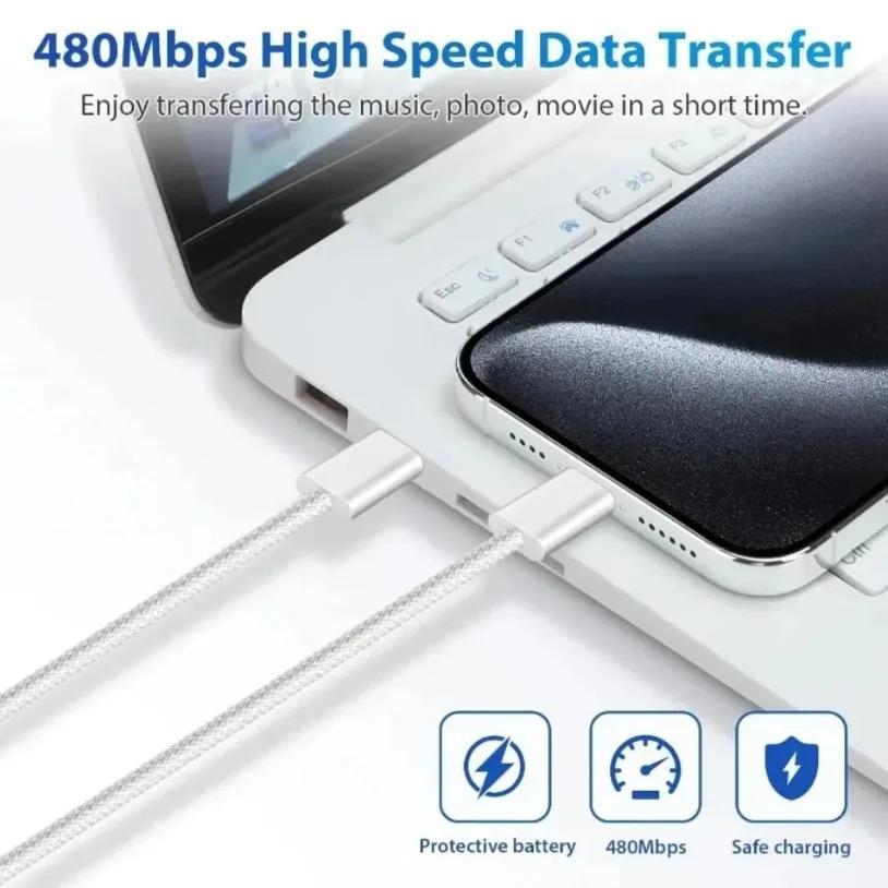 USB C cable to USB C 60 W PD fast charging charger cable Support iPhone 16 15 Samsung Xiaomi Huawei Quick charging