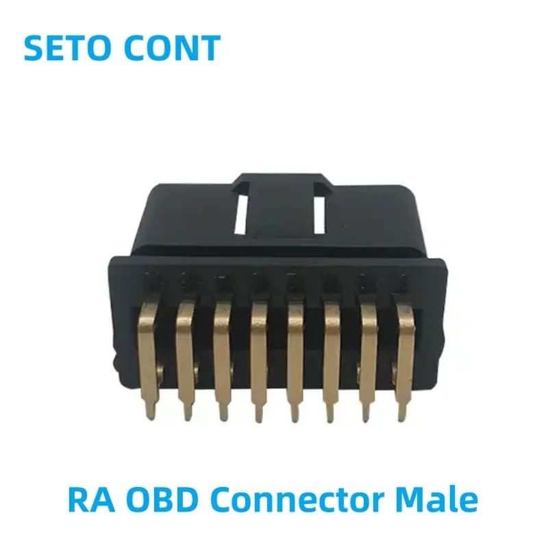 Connettore OBD ad Angolo Retto SETOCONT 12V/24V Maschio 16 Pin con Terminali Placcati in Oro, Interfaccia OBDII J1962