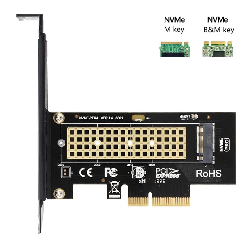 Scheda adattatore M.2 NVME SSD a PCIE X1 X4 Scheda di espansione SSD PCIe 3.0 4.0 2280 per PC desktop PCI-E GEN4 16Gbps a piena velocità