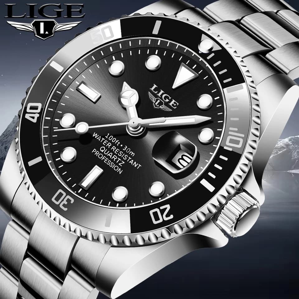 LIGE Luxury Men's Watches Of Best Brands Fashion Business Men's Quartz Wrist Watch Chronograph With Waterproof Montre Homme Date Light