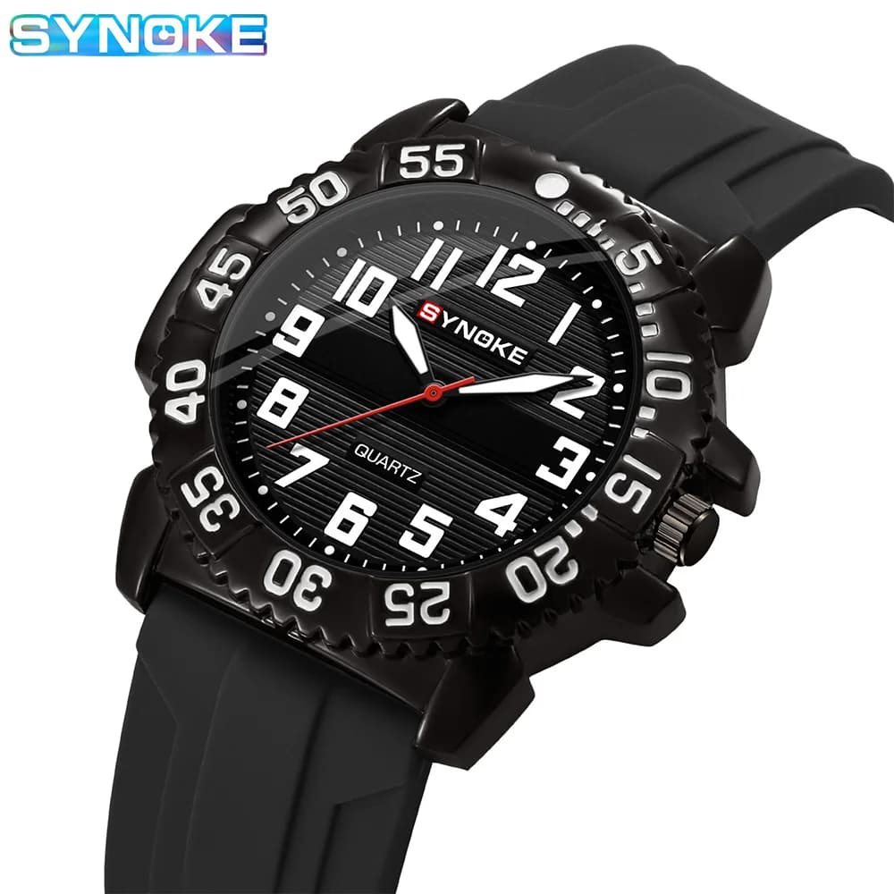 SYNOKE Men's Quartz Watch Style Fashion Sport Business Men's Retro Silicone Watch Wrist Watch for Students Sport Not Mechanical