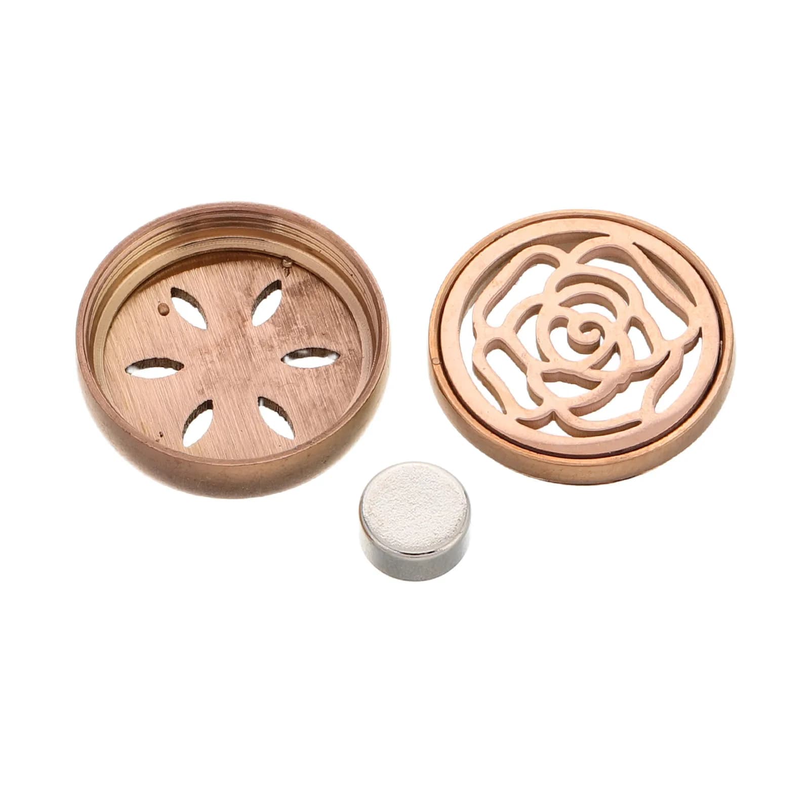 Diffusore Magnetico Portatile in Acciaio Inossidabile Oro Rosa per Oli Essenziali, Porta Pad per Oli Essenziali, Gioiello Aromatico per la Salute Femminile
