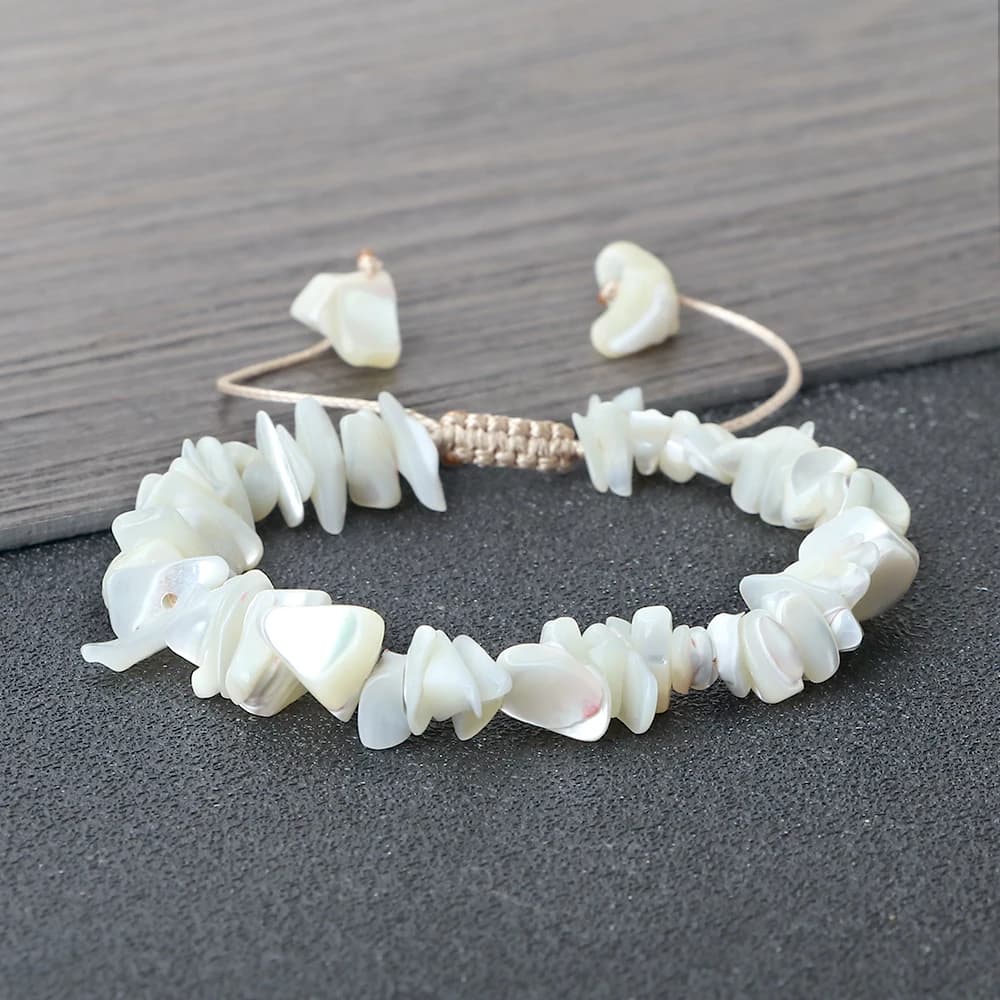 Nuovo braccialetto di perline di conchiglia d'acqua dolce di forma irregolare fatto a mano regolabile in madreperla braccialetti catena gioielli Boho Pulsera regalo