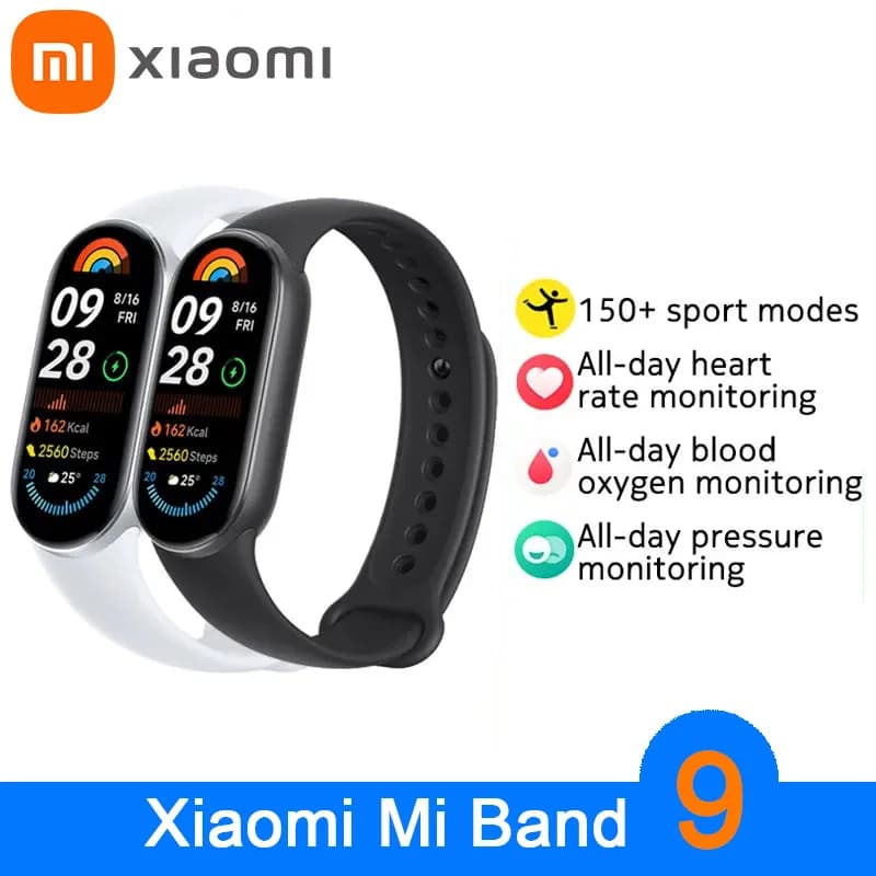 Xiaomi Mi Band 9 Braccialetto Fitness con Schermo AMOLED, Miband9 60Hz, Monitoraggio Fitness, NFC, Cardiofrequenzimetro, Mi Smart Band 9