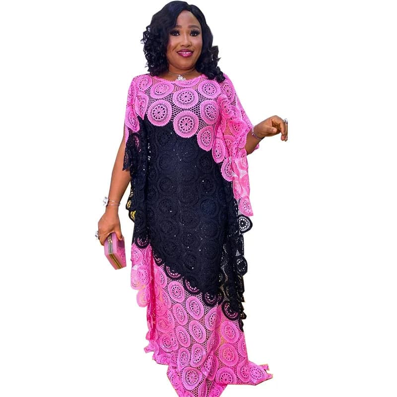 Dashiki African Dresses for Women Summer Elegant African Half Sleeve V-neck Polyester Dress Wedding Party Dresses